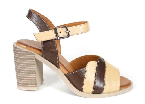 дамски сандали Café Crème от естествена кожа с висок ток