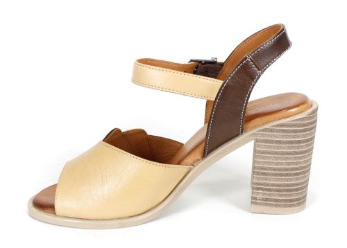 дамски сандали Café Crème от естествена кожа с висок ток