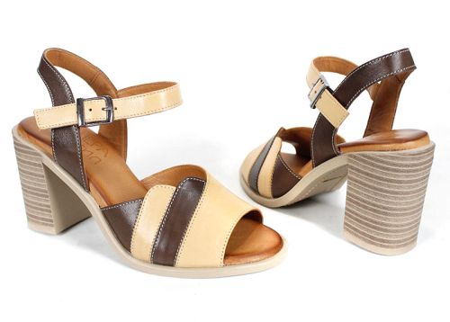 дамски сандали Café Crème от естествена кожа с висок ток