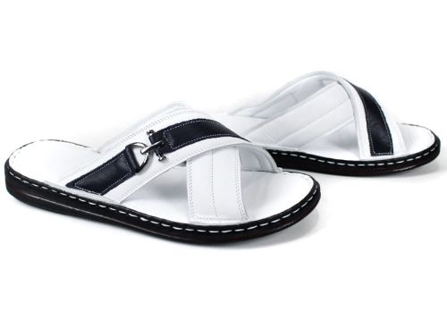 castello fine мъжки чехли бели с тъмносин акцент