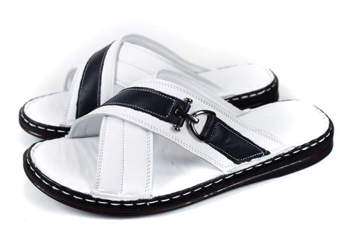 castello fine мъжки чехли бели с тъмносин акцент