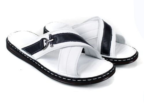 castello fine мъжки чехли бели с тъмносин акцент