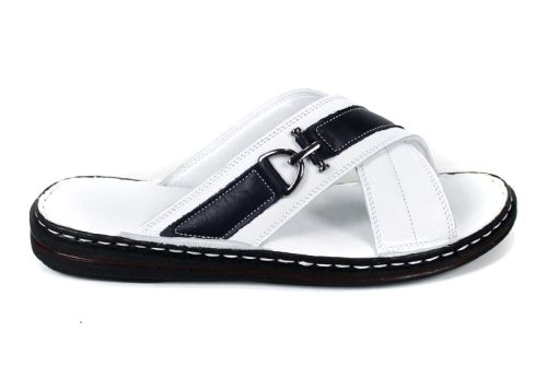 castello fine мъжки чехли бели с тъмносин акцент