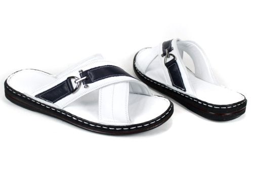 castello fine мъжки чехли бели с тъмносин акцент