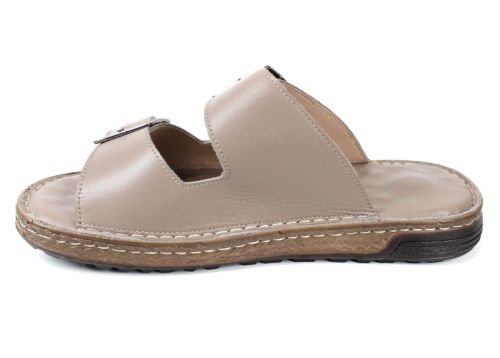 мъжки чехли от естествена кожа Brévia Note пясъчно бежови с токи