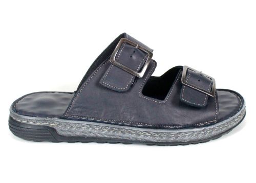 Brévia Note мъжки чехли от естествена кожа в тъмносин цвят