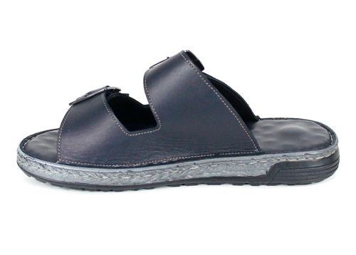 Brévia Note мъжки чехли от естествена кожа в тъмносин цвят