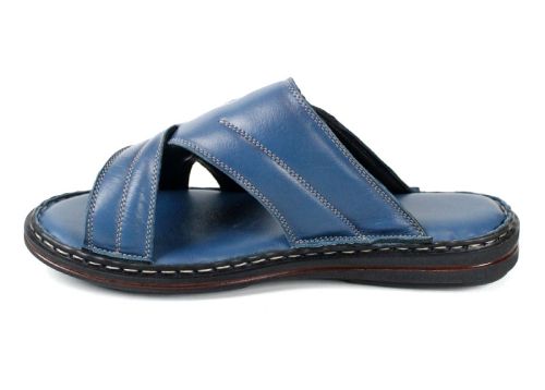 Мъжки чехли Lusso Mare от естествена кожа в дънково син цвят