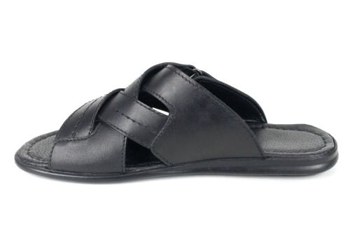 Мъжки чехли Nero Flexo от естествена кожа в черен цвят