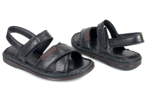 мъжки сандали от естествена кожа Notte Classico черен цвят