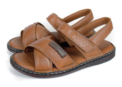 мъжки сандали от естествена кожа Notte Classico в светло кафяв цвят