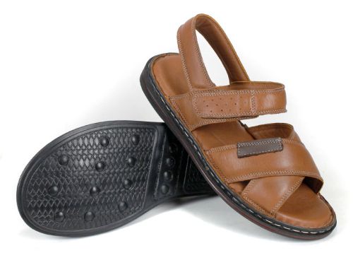 мъжки сандали от естествена кожа Notte Classico в светло кафяв цвят