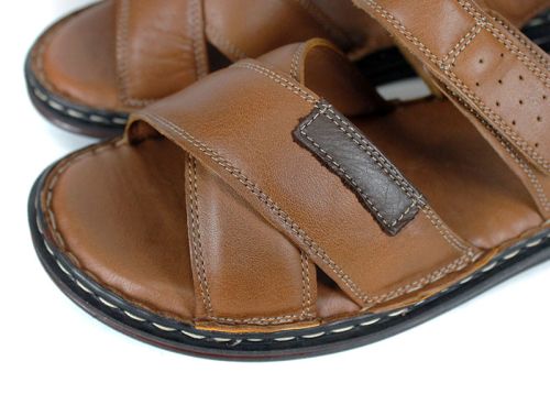 мъжки сандали от естествена кожа Notte Classico в светло кафяв цвят