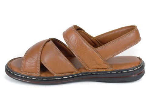 мъжки сандали от естествена кожа Notte Classico в светло кафяв цвят