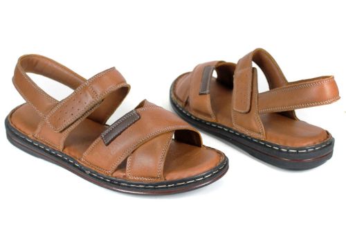 мъжки сандали от естествена кожа Notte Classico в светло кафяв цвят