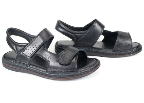 Мъжки сандали от естествена кожа Sabbia Vivo – черни с велкро