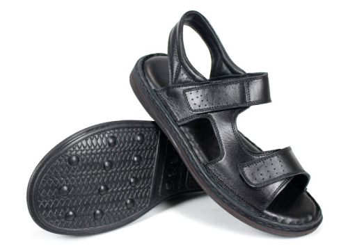 Мъжки сандали от естествена кожа Sabbia Vivo – черни с велкро