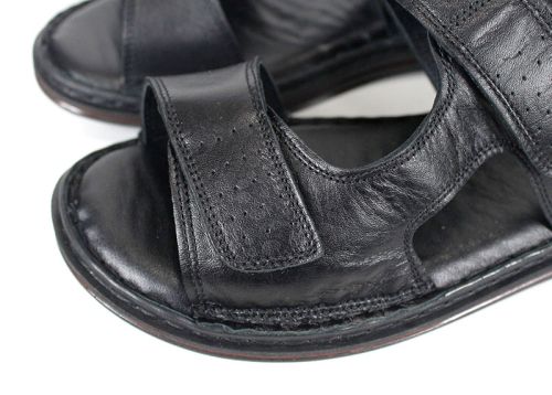 Мъжки сандали от естествена кожа Sabbia Vivo – черни с велкро