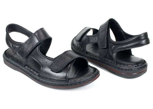 Мъжки сандали от естествена кожа Sabbia Vivo – черни с велкро