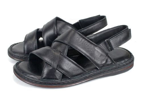 Мъжки сандали от естествена кожа Notte Vario в черен цвят