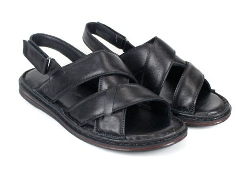 Мъжки сандали от естествена кожа Notte Vario в черен цвят