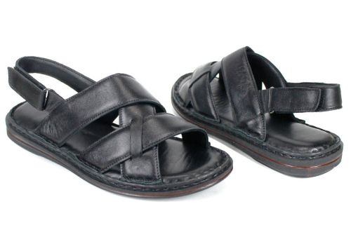 Мъжки сандали от естествена кожа Notte Vario в черен цвят