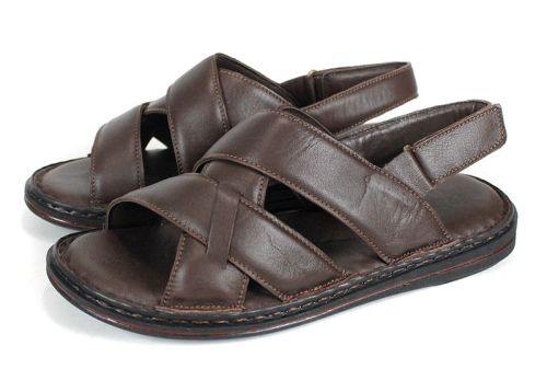 Мъжки сандали Notte Vario от естествена кожа в тъмно кафяв цвят