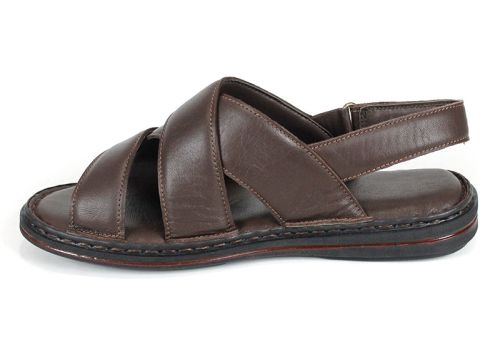 Мъжки сандали Notte Vario от естествена кожа в тъмно кафяв цвят