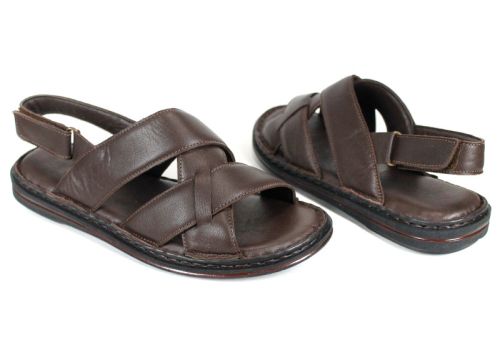 Мъжки сандали Notte Vario от естествена кожа в тъмно кафяв цвят