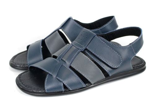 Мъжки кожени сандали Mare Blu – тъмносин и сив цвят