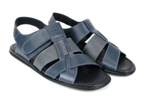 Мъжки кожени сандали Mare Blu – тъмносин и сив цвят