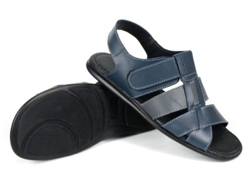 Мъжки кожени сандали Mare Blu – тъмносин и сив цвят