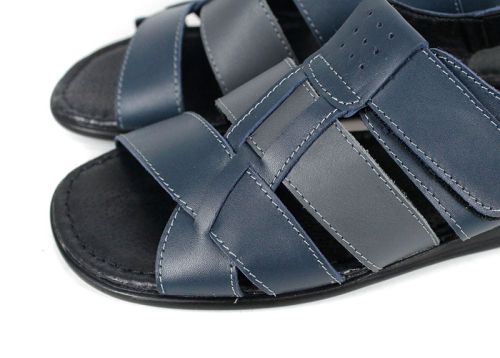 Мъжки кожени сандали Mare Blu – тъмносин и сив цвят