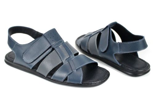 Мъжки кожени сандали Mare Blu – тъмносин и сив цвят