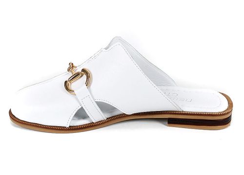 Дамски чехли Luna Piena от бяла естествена кожа със златист акцент