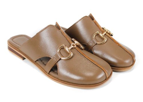 Luna Piena дамски чехли капучино естествена кожа