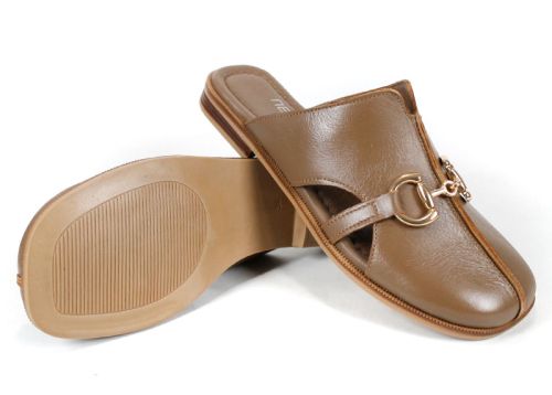 Luna Piena дамски чехли капучино естествена кожа