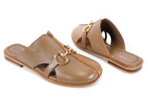 Luna Piena дамски чехли капучино естествена кожа