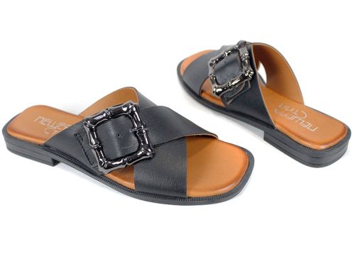 дамски чехли Forma Nuova от естествена кожа с катарама