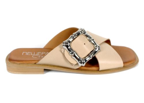 Дамски чехли от естествена кожа Forma Nuova – бежови