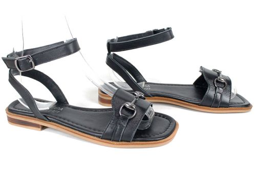 черни дамски сандали от естествена кожа Dalia Chiara с тока