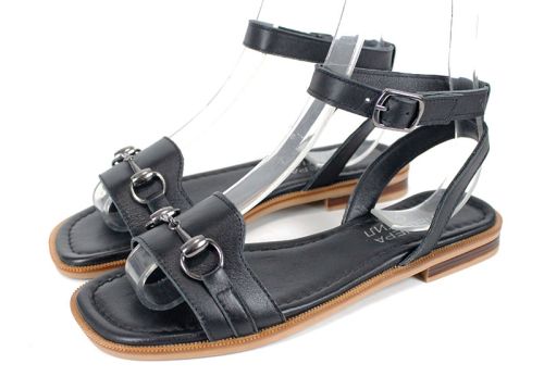 черни дамски сандали от естествена кожа Dalia Chiara с тока