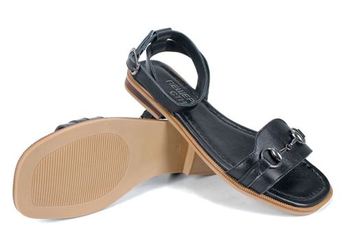 черни дамски сандали от естествена кожа Dalia Chiara с тока