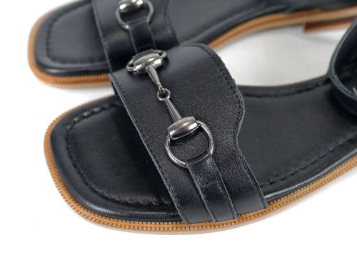 черни дамски сандали от естествена кожа Dalia Chiara с тока