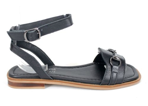 черни дамски сандали от естествена кожа Dalia Chiara с тока