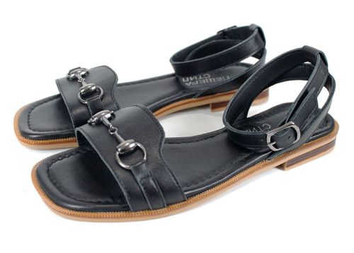 черни дамски сандали от естествена кожа Dalia Chiara с тока