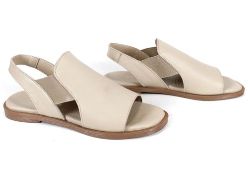 дамски ниски сандали от естествена кожа в бежов цвят Penta Koko