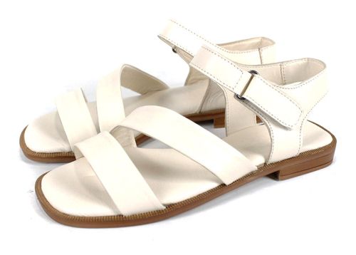 Sandale crem din piele naturală Bianca Solea cu închidere velcro