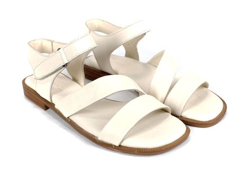Sandale crem din piele naturală Bianca Solea cu închidere velcro