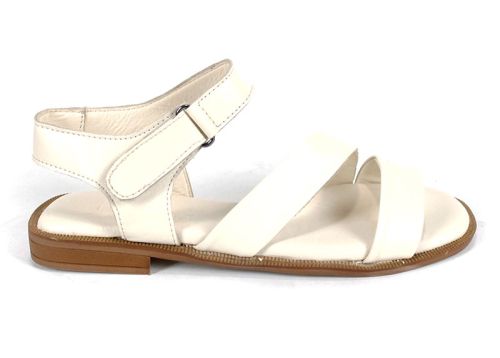 Sandale crem din piele naturală Bianca Solea cu închidere velcro